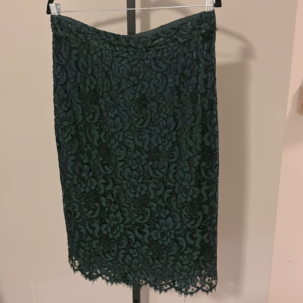 Dolce & Gabbana dark green lace pencil skirt.